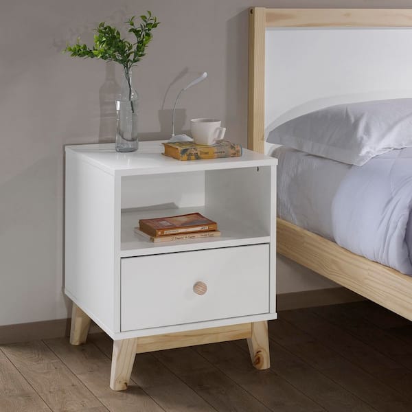 Alaterre Furniture MOD 19.5 in. 1-Drawer Nightstand, Kids Bedside Table w/ Metal Glides, Perfect Addition to Bedroom Furniture