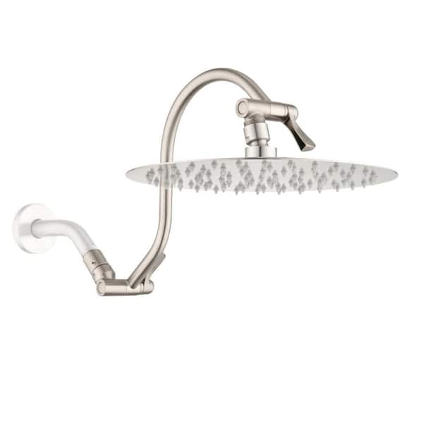 YASINU 1-Spray Patterns 1.5GPM 10 in. Wall Mount Rain Shower Fixed Shower Head in Brushed Nickel (Not Valve)