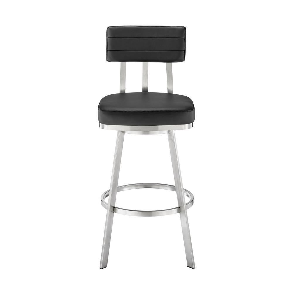 Luxe Black Leather & Chrome Swivel Adjustable Counter Stool