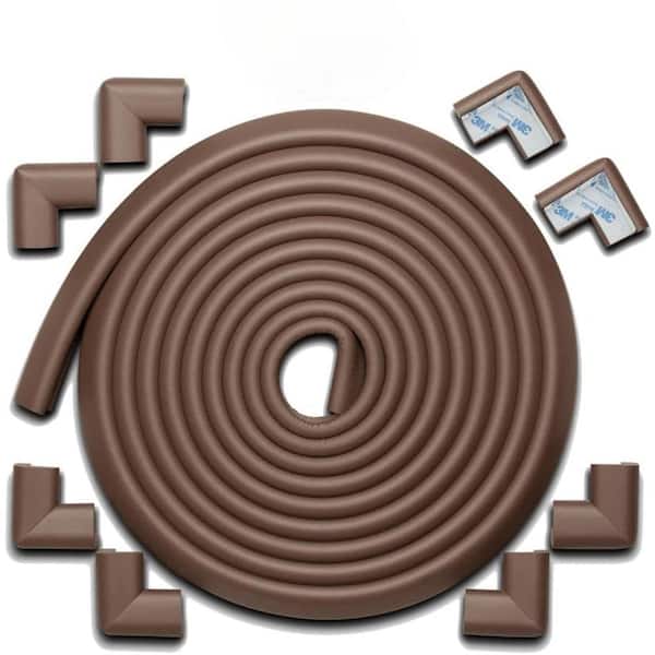 Angel Sar 18 ft. Soft NBR Rubber Foam Furniture Edge Corner Protector, Brown