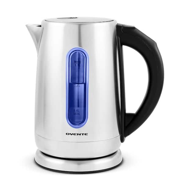 OVENTE 7-Cup White Stainless Steel BPA-Free Electric Kettle with Auto Shut- Off and Boil-Dry Protection KD64W - The Home Depot