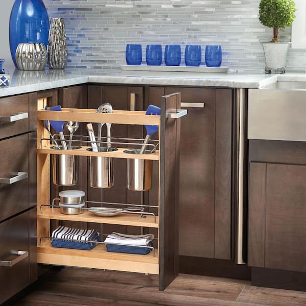 Natural Maple 5" Pull Out Kitchen Cabinet Organizer w/ Soft-Close