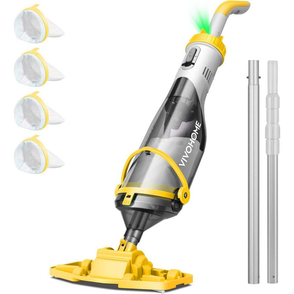 VIVOHOME Cordless Handheld Pool Cleaner with Telescopic and Extension Poles for Pools/Spas/Hot Tubs, up to 18.5 GPM in Yellow