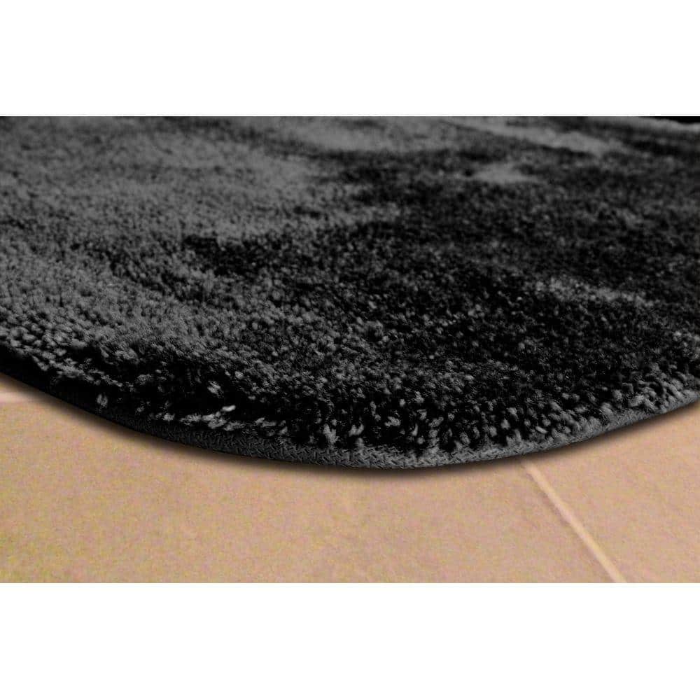 Dark Gray Ultra Plush Washable Nylon Bathroom Rug Set