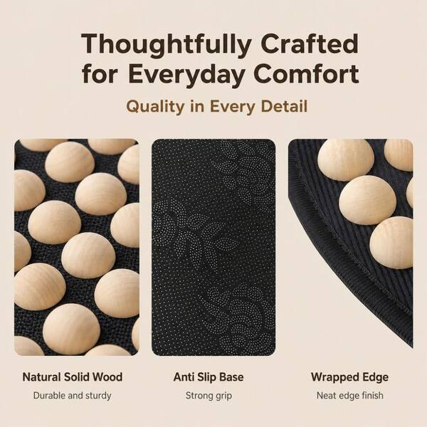 Wudkey 19.7 in. Portable Wooden Foot Massage Mat with Acupressure