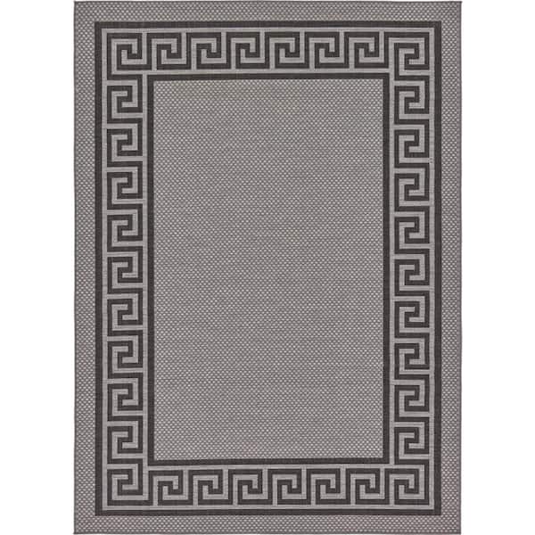 Unique Loom Outdoor Greek Key Gray 7' 0 x 10' 0 Area Rug