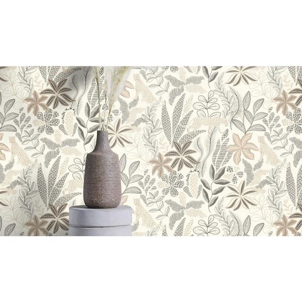 Alani Neutral White Tropical Wallpaper Sample