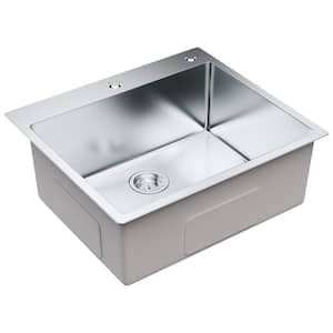 Kitchen Sink, 304 Stainless Steel Drop-In Sinks, Top Mount Single Bowl Basin with Accessories (Pack of 2)