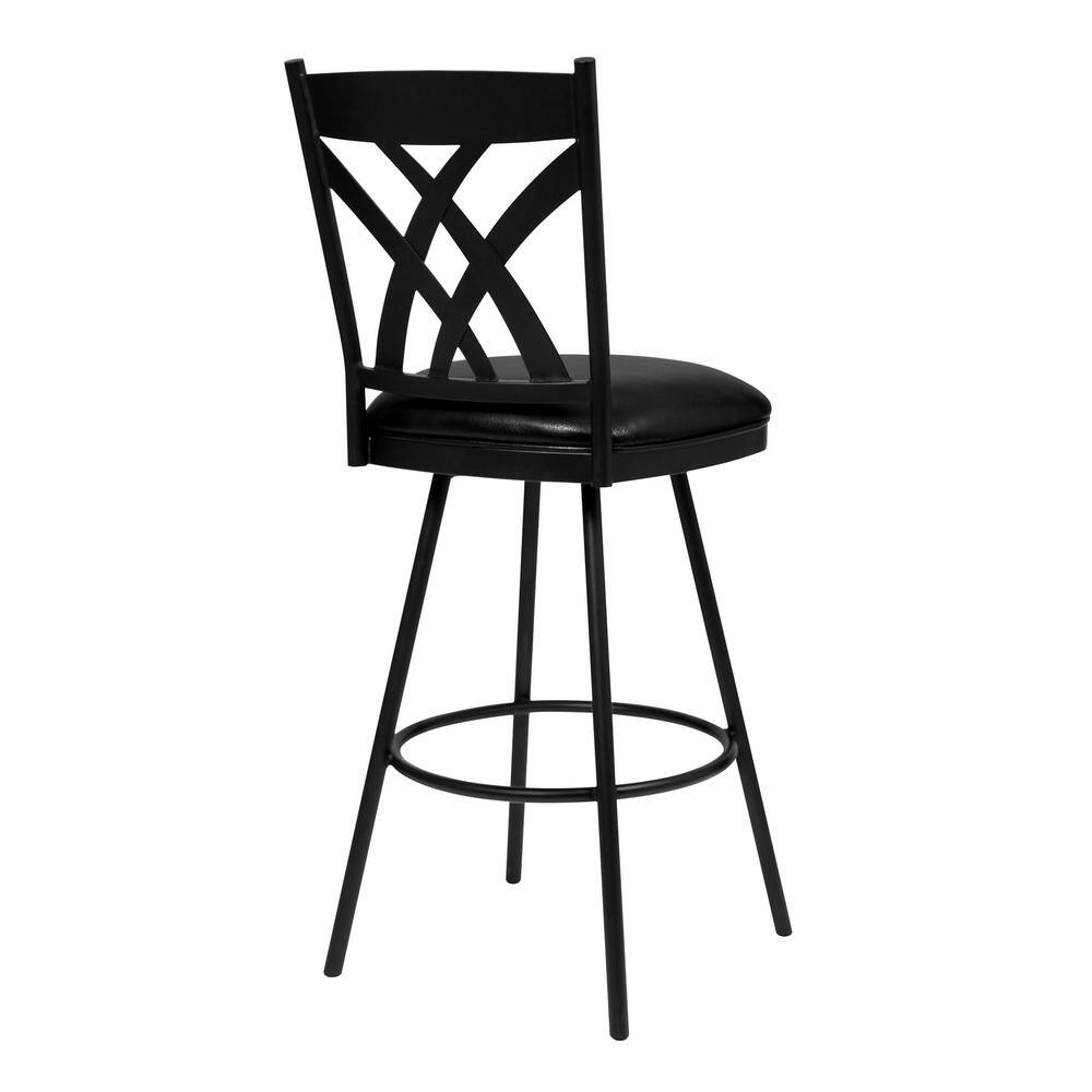 26" Black Faux Leather Metal Swivel Counter Stool