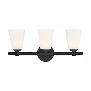 20.25 in. Parker 3-Light Oil Rubbed Bronze Transitional Bathroom Vanity Light with Opal Glass Shades