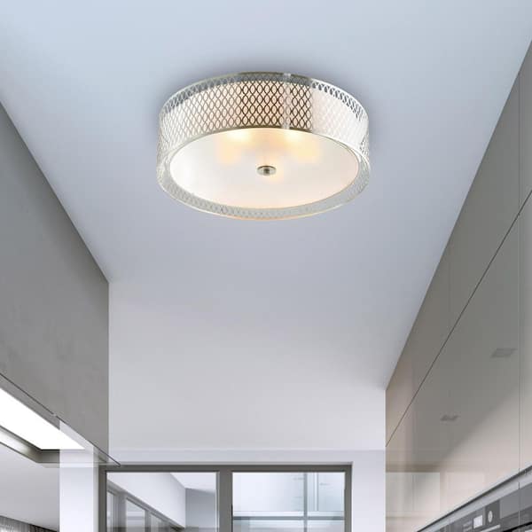 Mikayla 5 Light Drum Shade Flush Mount With Satin Nickel Finish