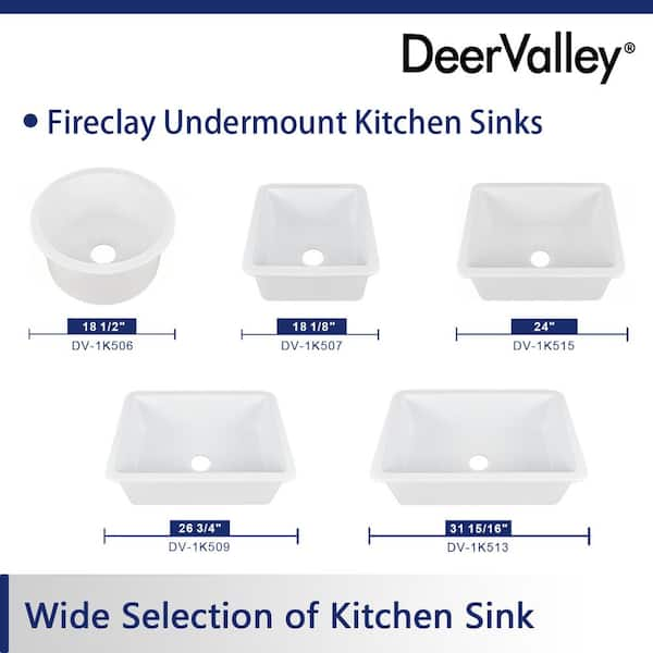 DEERVALLEY Rectangular Fireclay 32 in. L x 19 in. W Single Bowl Undermount  Kitchen Sink with Basket Strainer and Sink Grid DV-1K0016 - The Home Depot