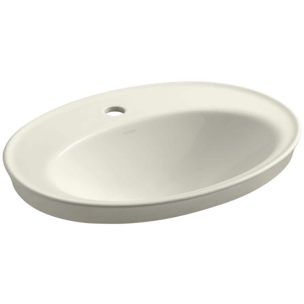 Serif 22-1/4 in. Drop-In  Vitreous China Bathroom Sink in Biscuit with Over