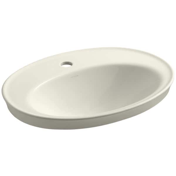 KOHLER Serif 22-1/4 in. Drop-In  Vitreous China Bathroom Sink in Biscuit with Overflow Drain