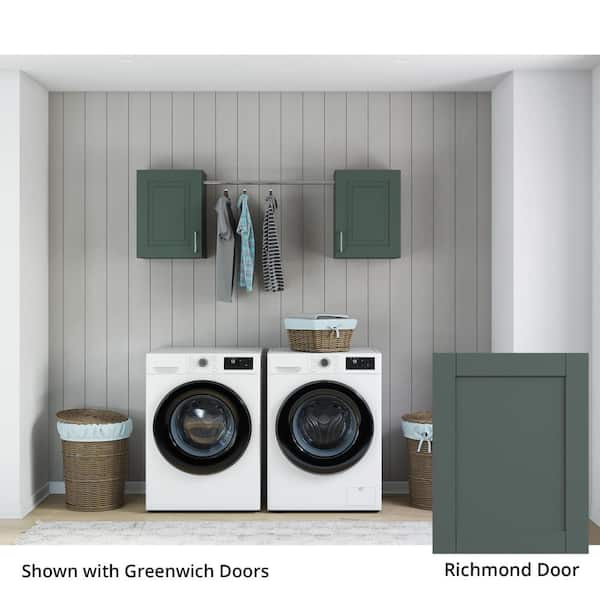MILL'S PRIDE Richmond Aspen Green Plywood Shaker Stock Ready to Assemble Kitchen-Laundry Cabinet Kit 12 in. x 23 in. x 70 in.