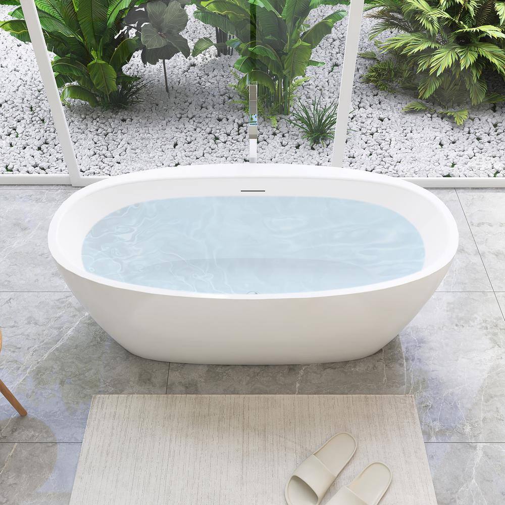 Altair 59" Glossy White Acrylic Freestanding Soaking Bathtub