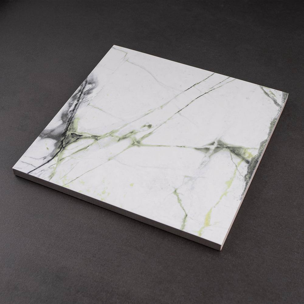 Senzia 8" x 8" Green and White Porcelain Wall and Floor Tile