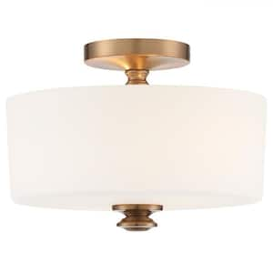 Travis 12.5 in. 2-Light Vibrant Gold Flush Mount