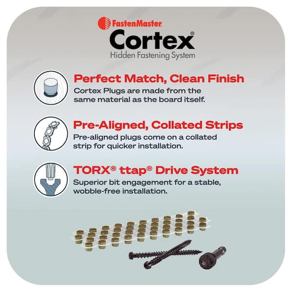 FastenMaster Collated Cortex Hidden Fastening System for Fiberon ArmorGuard Decking - 2-1/2in screws and plugs in Forest Brown (50LF)