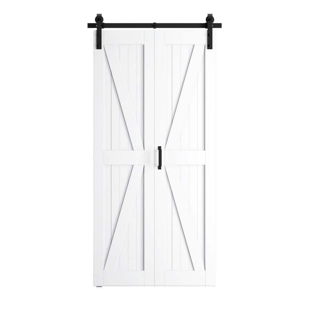 36 in. x 84 in. K-shaped White Finished MDF Bi-Fold Sliding Barn Door with Hardware Kit price history on PriceWatchPro