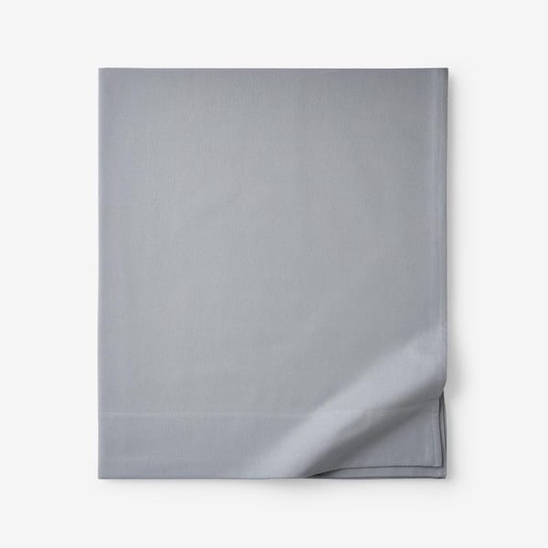 The Company Store Company Cotton Solid Velvet Flannel Slate Gray Cotton Queen Flat Sheet