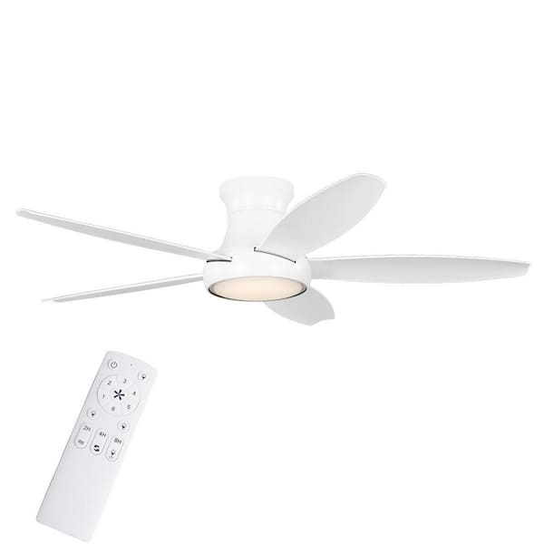 Tamsin 52 in. Matte White Flush Mount Standard Ceiling Fan with White Adjustable LED light, DC Motor, and Remote Control