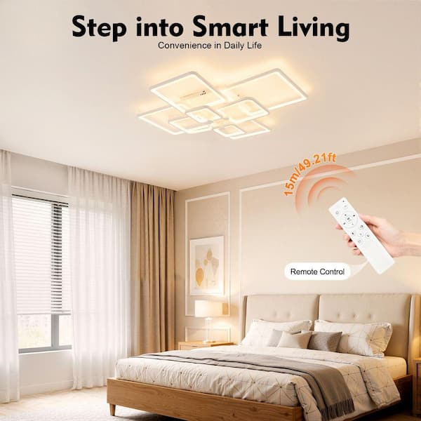 OUKANING 41.34 in. White Modern Flush Mount LED Ceiling Light with