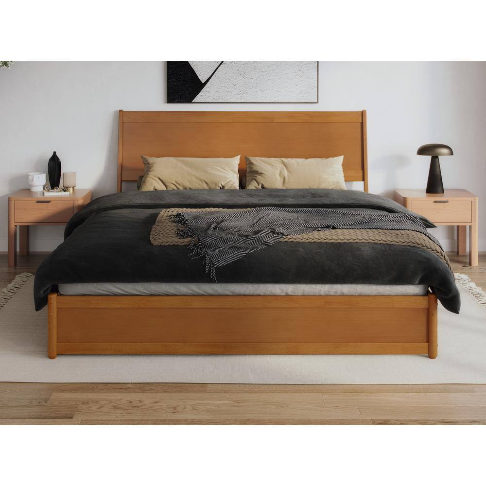 Casanova Light Toffee King Rubberwood Platform Bed with Storage Drawers