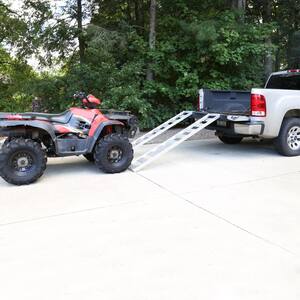 12 in. W x 78 in. L 1250 lbs. Capacity Aluminum Straight Fixed Truck Loading Ramp with Treads (Includes 2 Ramps)