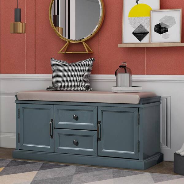 Mondawe Rustic Blue Storage Bench 42.5-in x 15.9-in x 17.5-in