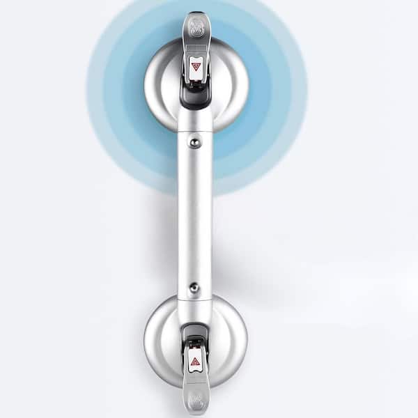 Upgraded Series 17 in. x 4.7 in. Suction Safety Grab Bar Handles for Elderly in Silver Finish, 1-Pack