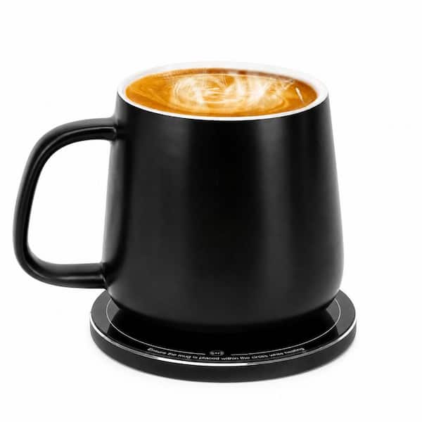 12.8 oz Black Ceramic Mug Coffee Drinkware Set Smart Heated Warmer Wireless Charging Auto On/Off (1 Set)