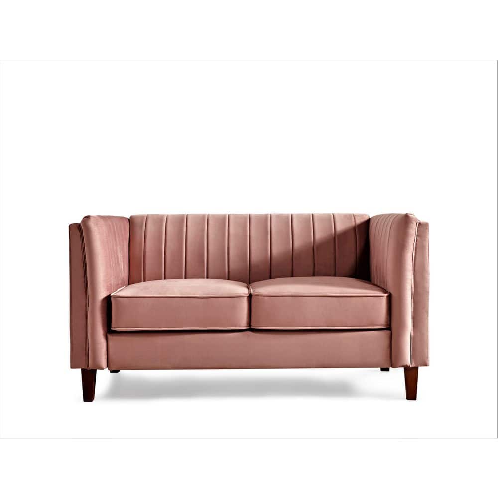US Pride Furniture Alicia 60.2 in. W Rose Velvet 2Seater Tufted Loveseat with Tufted Back S5729