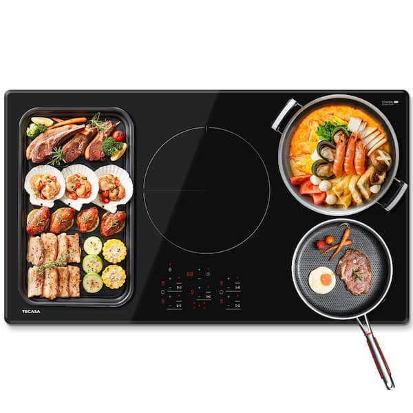 TECASA MegaWatt 36 in. 5 Elements Induction Cooktop Glass Surface in Black with Boost function and Touch Control