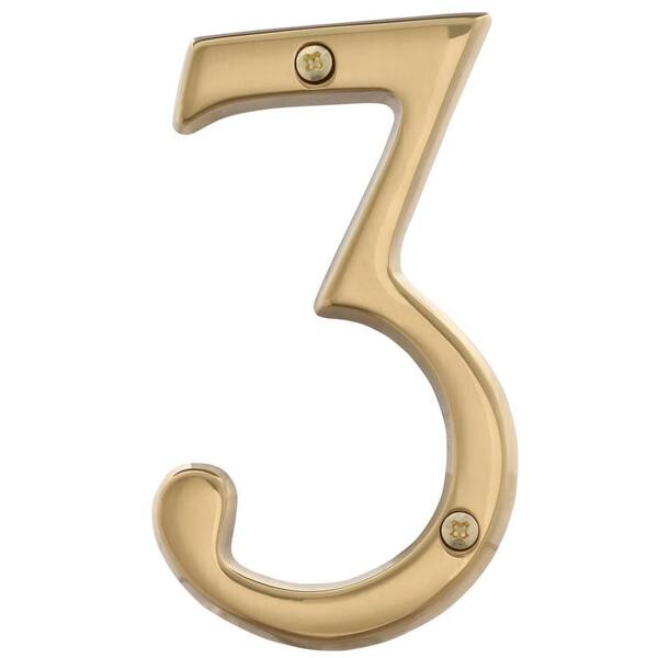 Schlage 4 in. Bright Brass Classic House Number 3