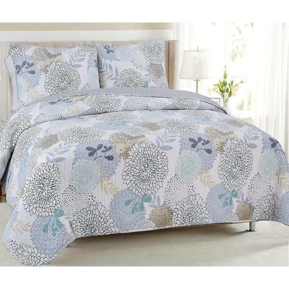 Floral Quilt Set Bedspread Set Dahlia (Full/Queen)