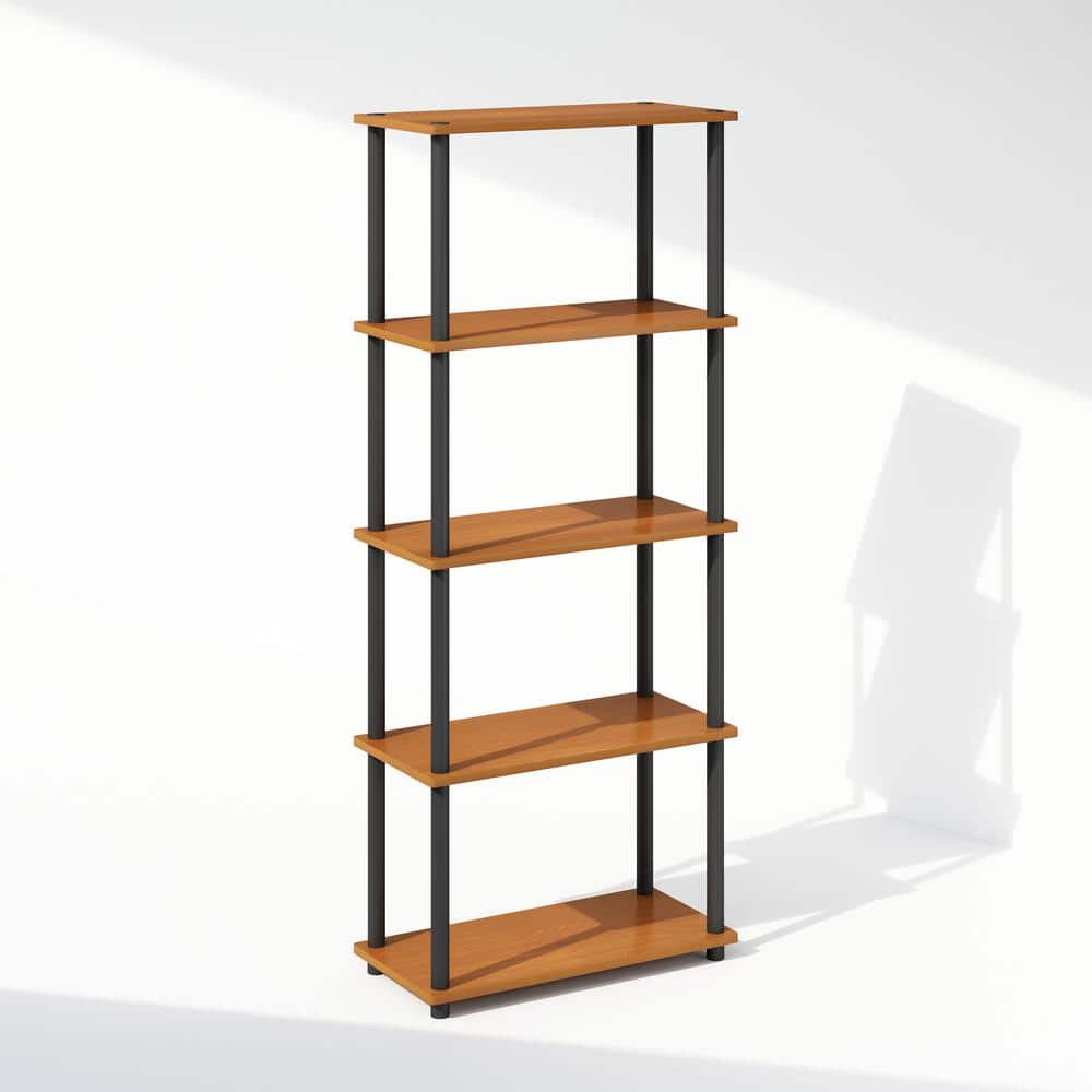 Laminated Black & Light Cherry 5-Tier Round Tube Shelf