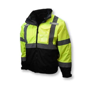 3-In-1 Deluxe High Visibility Bomber Jacket in Green/Black Bottom