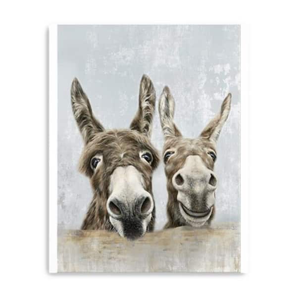 HomeRoots Victoria Cute Donkeys by Unknown 1-Piece Giclee Unframed Animal Art Print 24 in. x 18 in.