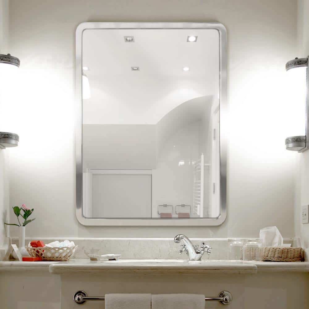Deco Mirror 24 in. W x 30 in. H Framed Rectangular Bathroom Vanity ...
