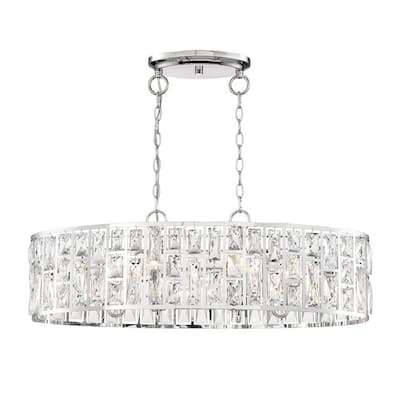 Kristella 6-Light Chrome Linear Pendant with Clear Crystal Shade
