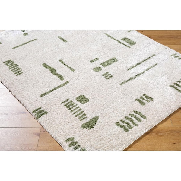 Fossay Shag Green 3 ft. x 7 ft. Modern Indoor Area Rug