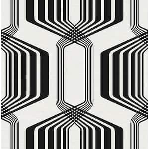 Ebony Striped Geo Vinyl Peel and Stick Wallpaper Roll (Covers 30.75 sq. ft.)