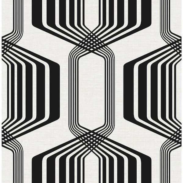 NextWall Ebony Striped Geo Vinyl Peel and Stick Wallpaper Roll (Covers 30.75 sq. ft.)