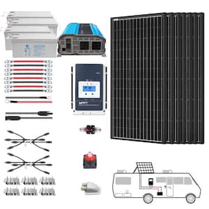 600-Watt Black Monocrystalline OffGrid Solar Power Kit, 6 x 100-Watt Solar Panel with 4 200Ah Gel Deep Cycle Batteries