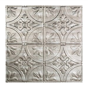 Traditional Style #2 2 ft. x 2 ft. Vinyl Lay-In Ceiling Tile in Crosshatch Silver