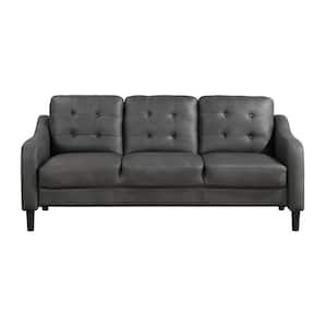 Wall Stone 77 in. W Slope Arm Microfiber Rectangle Sofa in Gray