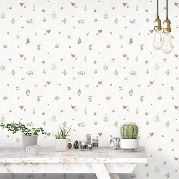 Meadow Spot Beige/Green/Lilac Matte Finish Vinyl on Non-Woven Non-Pasted  Wallpaper Roll G45442 - The Home Depot
