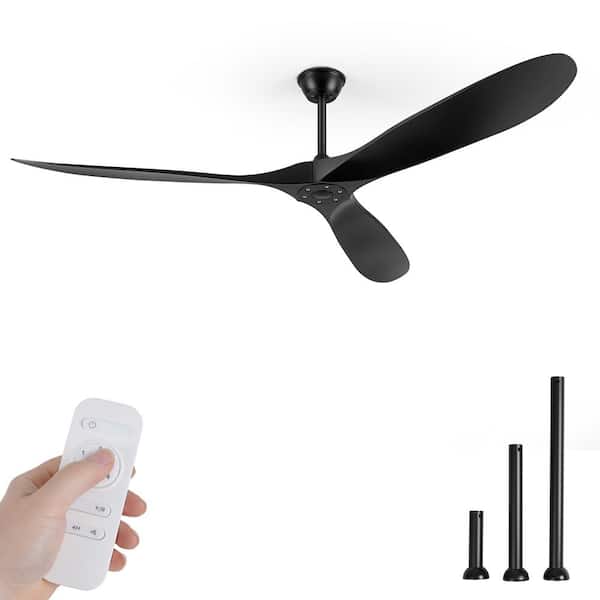 HINNIXY 70 in. Outdoor Black 3-Blades Farmhouse Ceiling Fans Large Modern Ceiling Fans with Remote