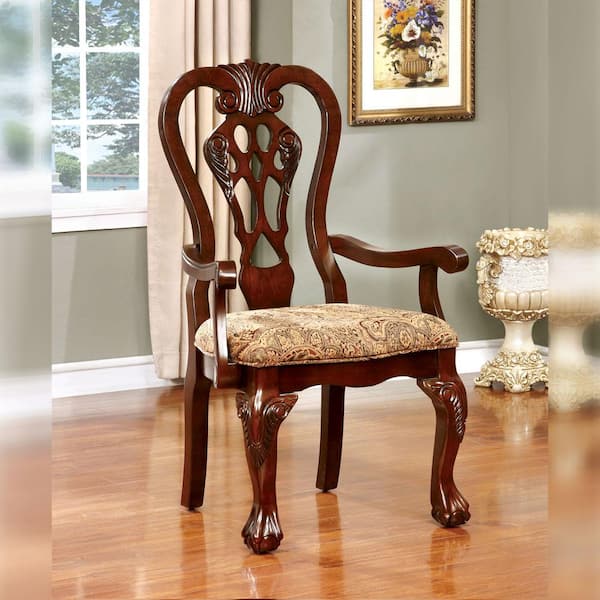Elana Brown Cherry Traditional Style Arm Chair